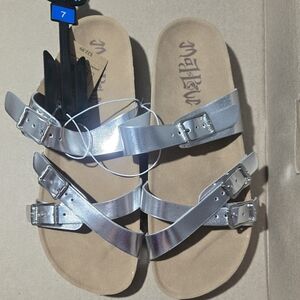 Woman's Size 7, Mad Love Silver Strappy Sandals.  NWT